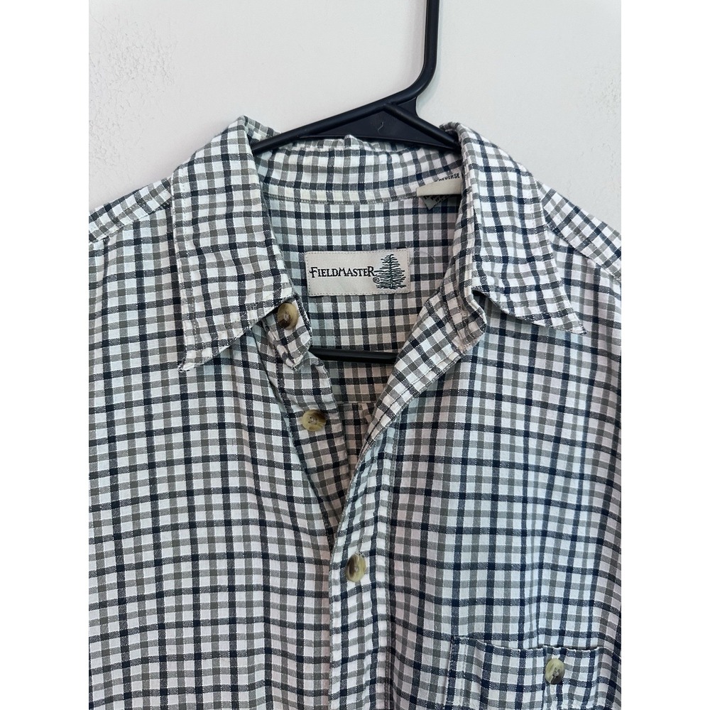 Fieldmaster SMALL 100% Cotton Lightweight Plaid Short Sleeve Button Front Shirt - Picture 8 of 13